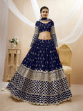 Navy Blue Zari Embroidered Lehenga Choli