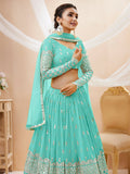 Sky Blue Sequin Embroidered Lehenga Choli