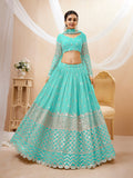 Sky Blue Sequin Embroidered Lehenga Choli
