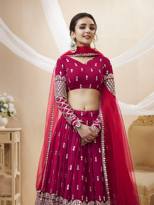 Rani Pink Sequin Embroidered Lehenga Choli