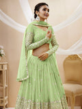 Green Zari Sequin Embroidered Lehenga Choli
