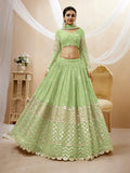 Green Zari Sequin Embroidered Lehenga Choli
