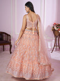 Pink Zari Embroidered Party Wear Lehenga