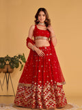 Red Sequin Emroidered Festive Lehenga Choli