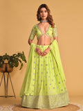 Neon Green Sequin Emroidered Festive Lehenga Choli