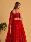 Red Sequin Emroidered Festive Lehenga Choli