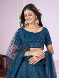 Blue Zari Embroidered Party Wear Lehenga