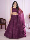 Purple Zari Embroidered Party Style Lehenga