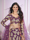 Purple Zari Embroidered Party Style Lehenga Choli