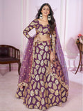 Purple Zari Embroidered Party Style Lehenga Choli