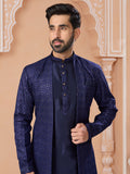 Navy Blue Embroidered Indo Western Sherwani