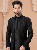 Black Sequin Embroidered Indo Western Sherwani