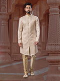 Cream Sequin Embroidered Indo Sherwani