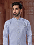 Blue Sequin Embroidered Indo Western Sherwani