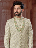 Pista Green Sequin Embroidered Indo Sherwani Set