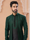 Dark Green Sequin Embroidered Indo Sherwani