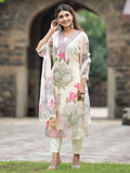 White Chinon Floral Embroidered Salwar Suit