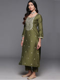 Green Chanderi Silk Readymade Salwar Suit