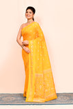Yellow Zari Embroidered Banarasi Saree