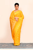 Yellow Zari Embroidered Banarasi Saree