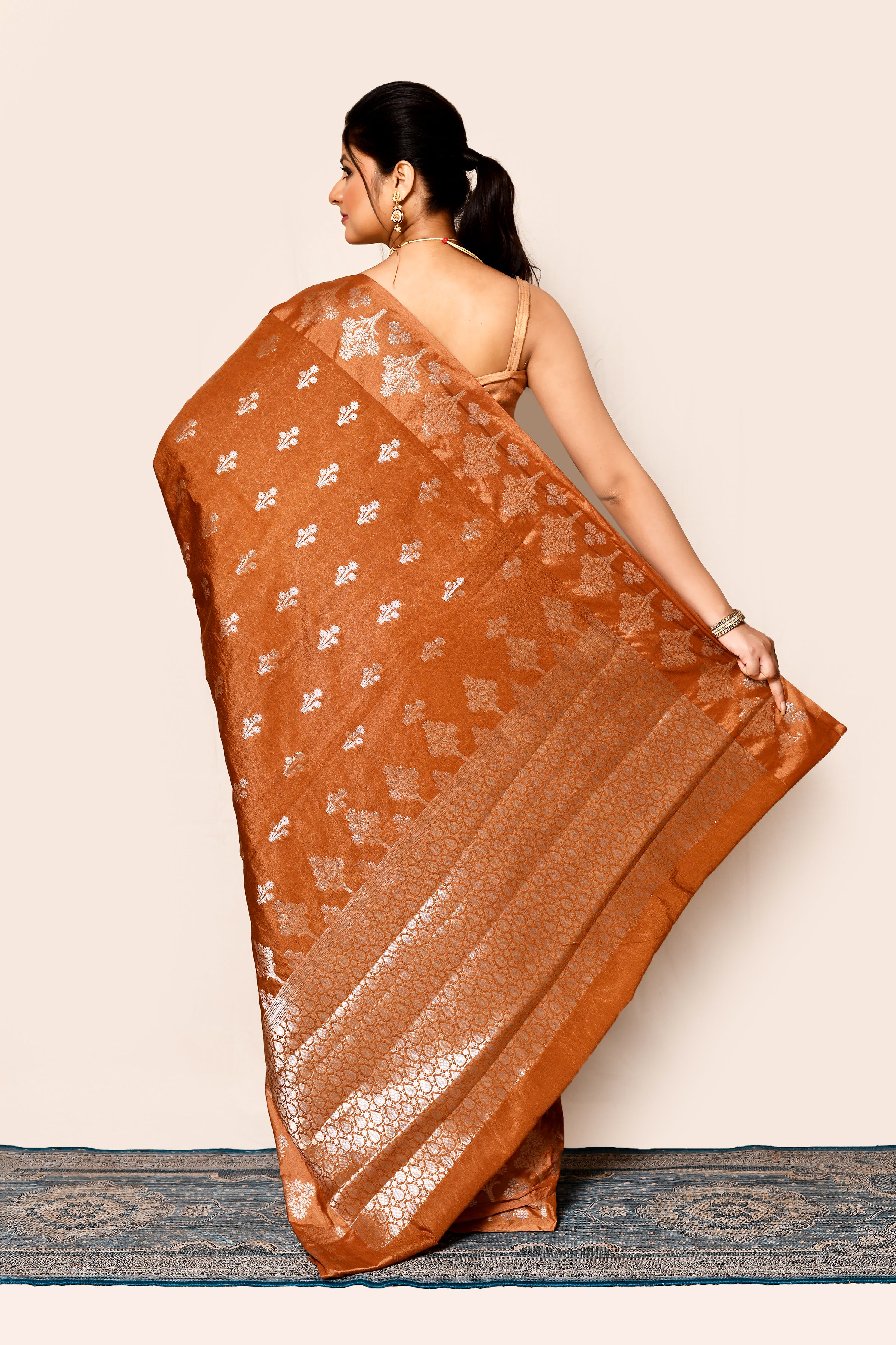 Brown Zari Woven Banarasi Art Silk Saree