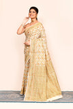 Traditional Cream Zari Woven Banarasi Silk Saree