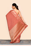 Peach Zari Woven Embroidered Art Silk Saree