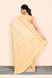 Cream Zari Woven Banarasi Art Silk Saree