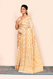 Cream Zari Woven Banarasi Art Silk Saree