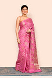 Pink Zari Woven Banarasi Silk Saree