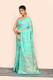 Turquoise Zari Woven Banarasi Silk Saree