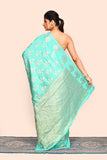 Turquoise Zari Woven Banarasi Silk Saree