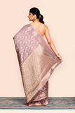 Pastel Grey Zari Woven Banarasi Silk Saree
