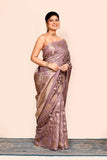 Pastel Grey Zari Woven Banarasi Silk Saree