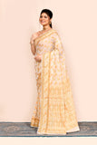 Off White  Zari Woven Banarasi Silk Saree