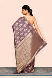 Pastel Grey Zari Woven Banarasi Silk Saree