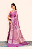 Purple Zari Embroidered Banarasi Silk Saree