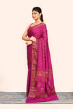 Magenta Woven Embroidered Banarasi Silk Saree