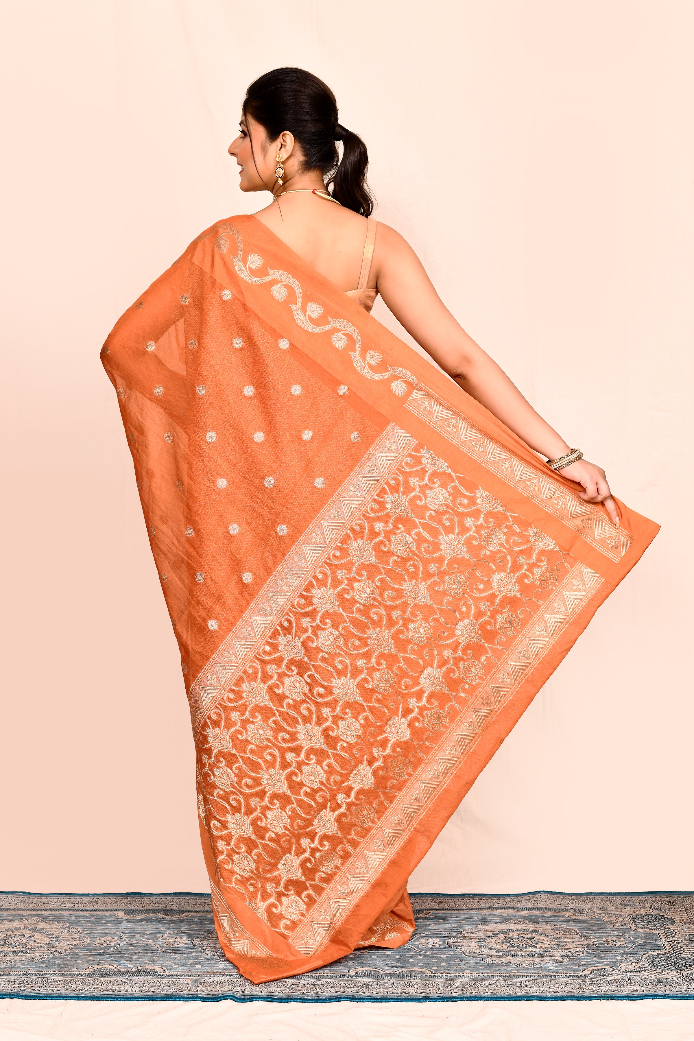 Orange Zari Woven Banarasi Art Silk Saree