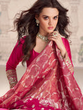 Pink Anrakali Dupatta Set With Zari Detail