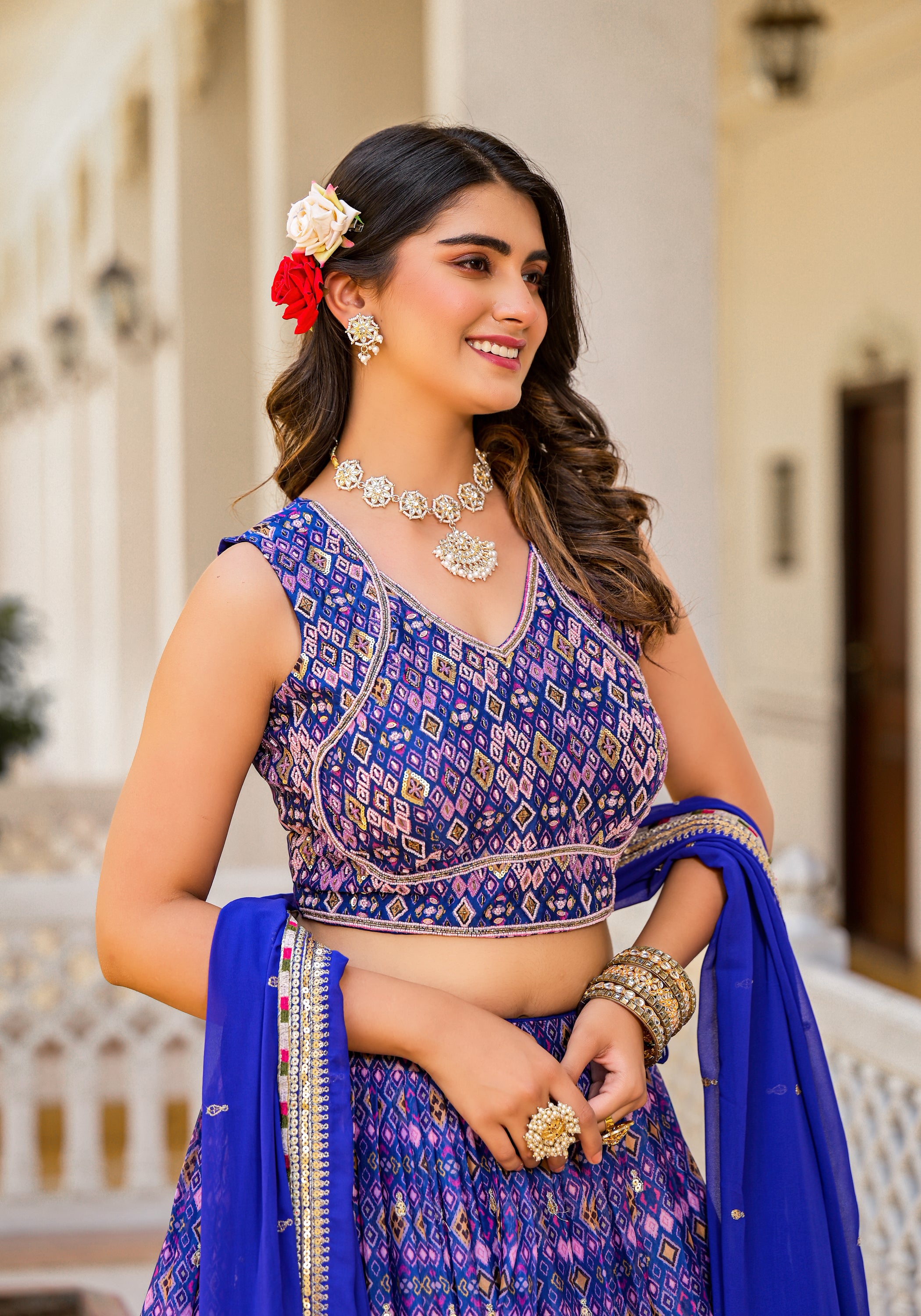 Royal Blue Festive Lehenga Choli