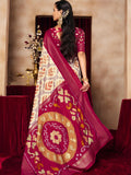Maroon Ikat Printed Tussar Silk Saree