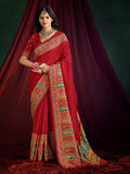 Red Art Silk Digital Print Saree