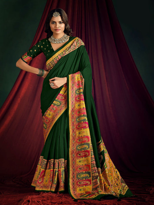 Green Art Silk Digital Print Saree