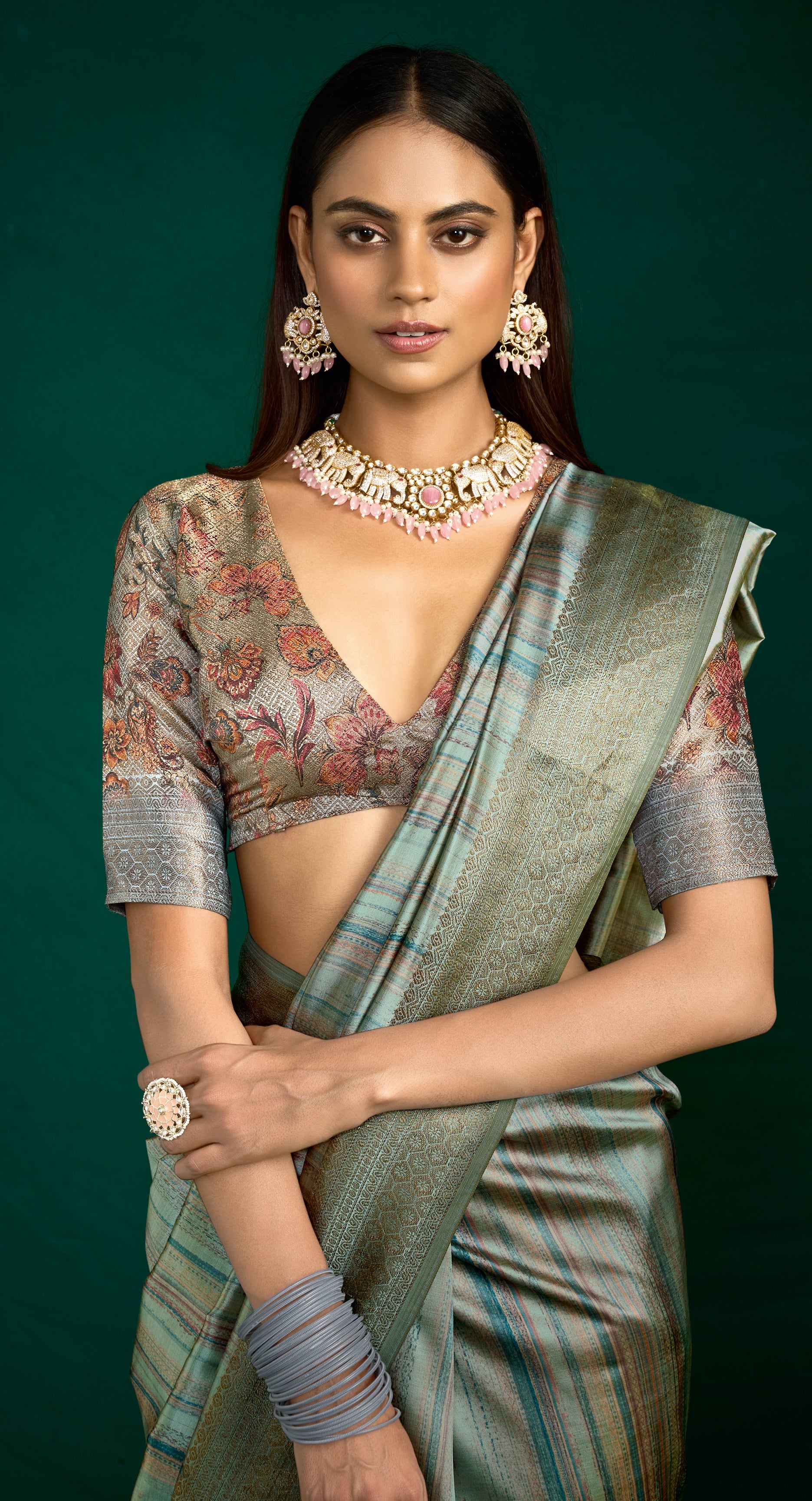 Grey Zari Woven Tussar Silk Saree