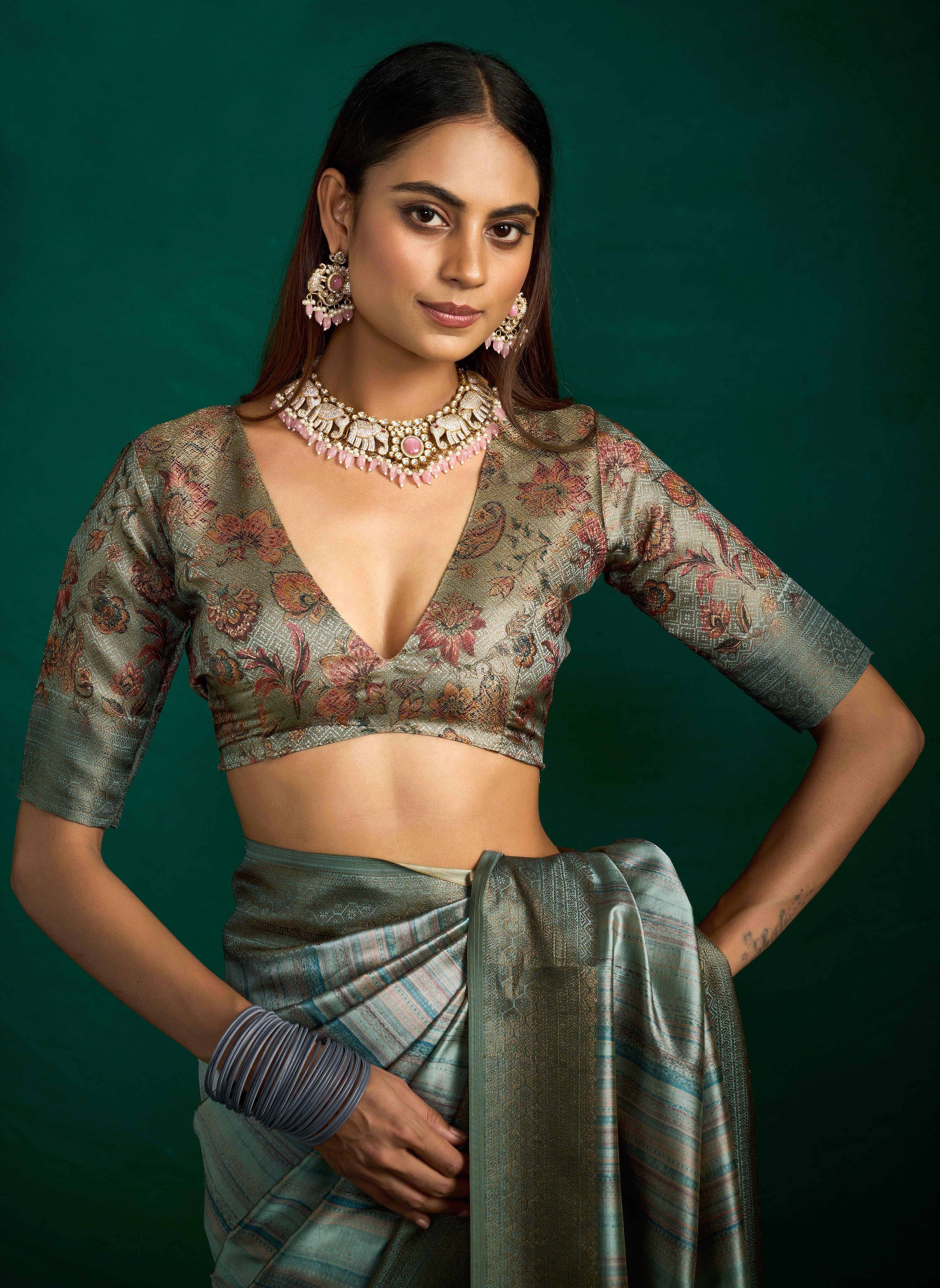 Grey Zari Woven Tussar Silk Saree