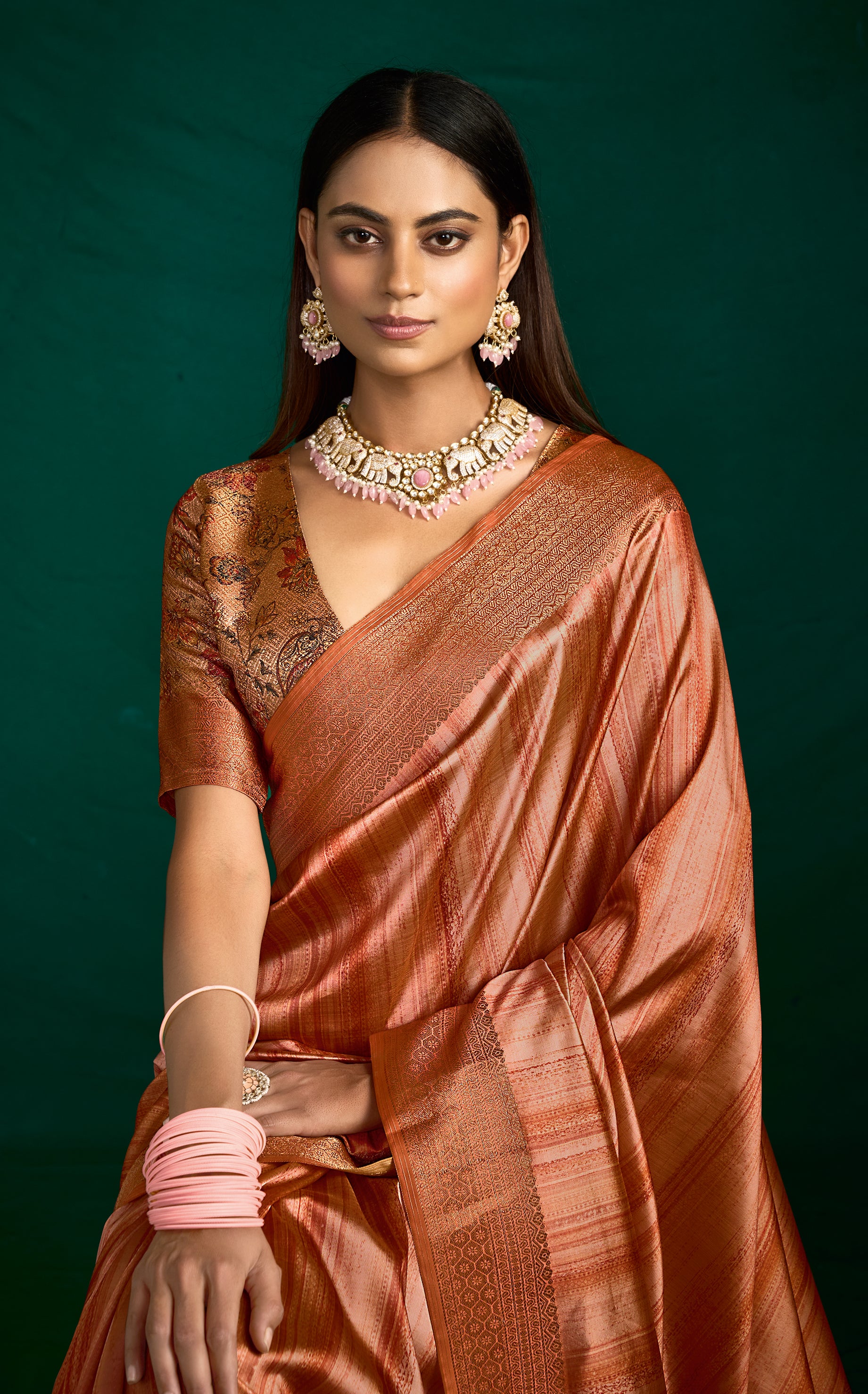 Brown Zari Woven Tussar Silk Saree