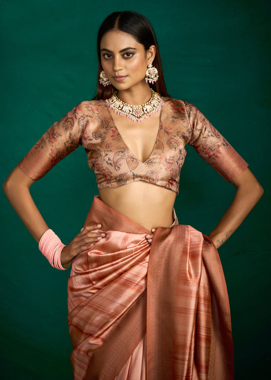 Brown Zari Woven Tussar Silk Saree