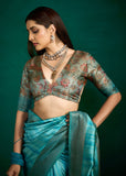 Turquoise Zari Woven Tussar Silk Saree