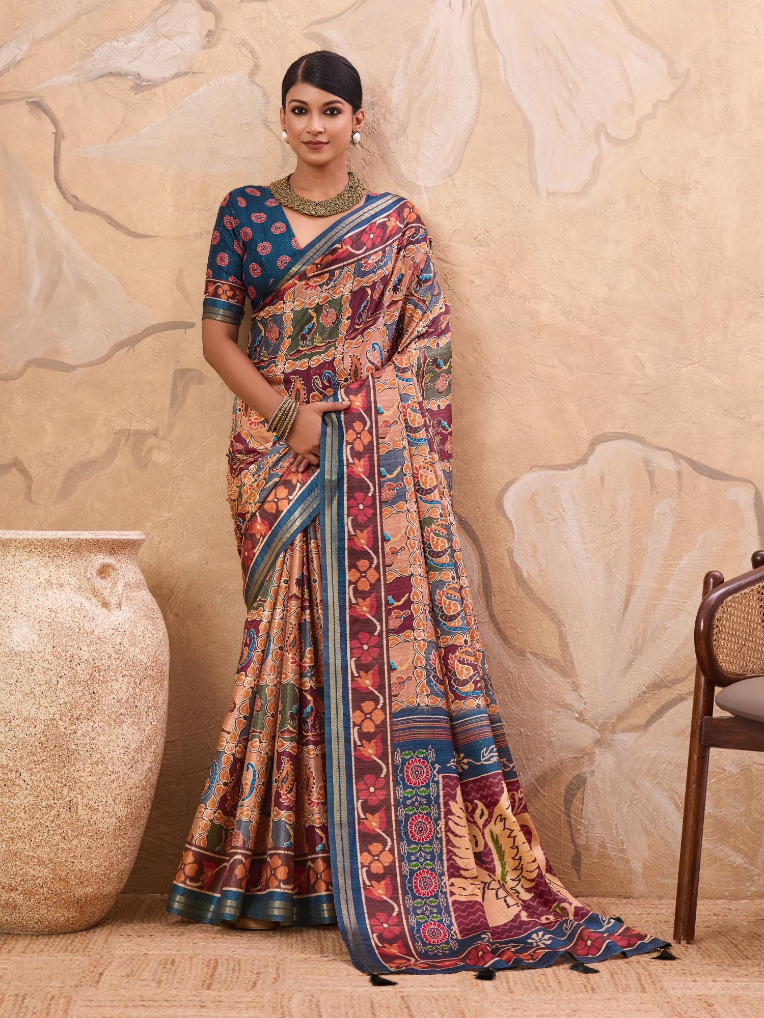 Multicolor Patola Print Art Silk Saree